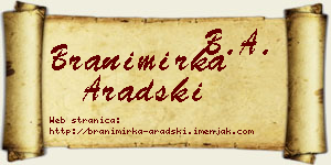 Branimirka Aradski vizit kartica